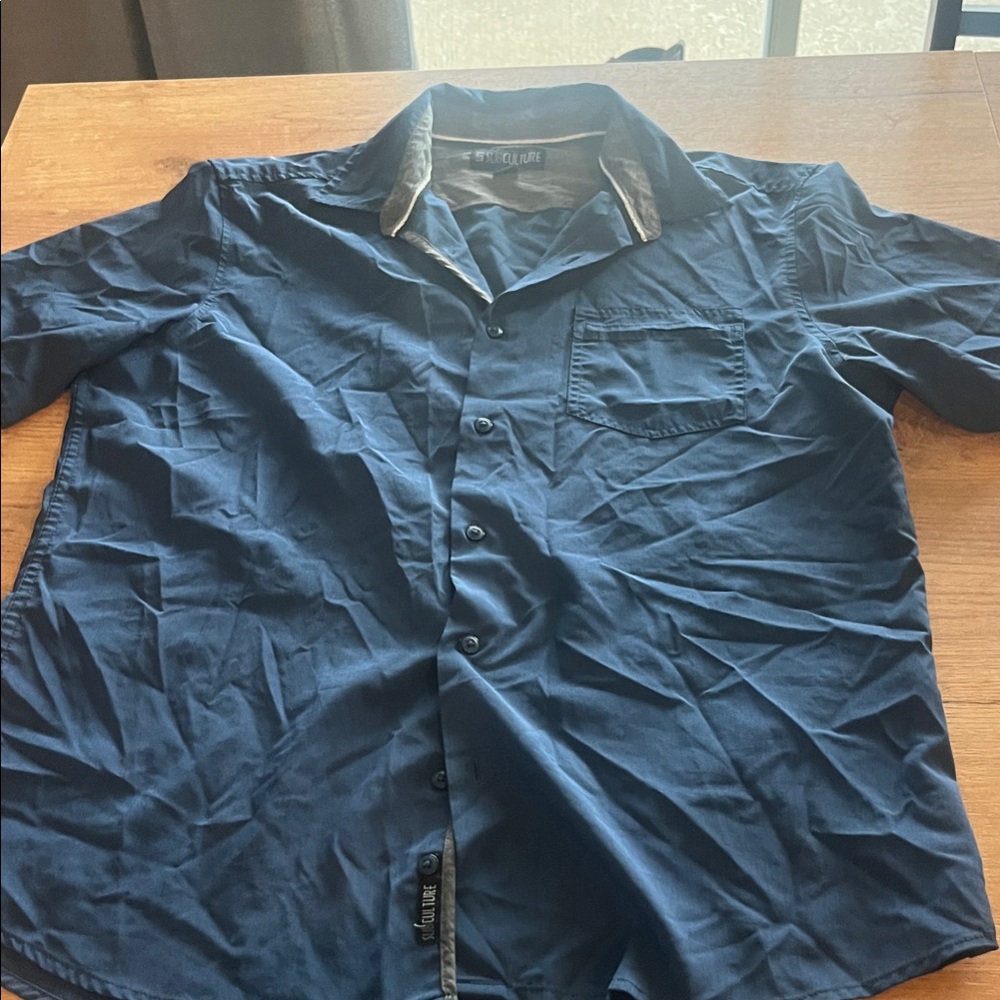 Subculture Navy  Button-Up Shirt